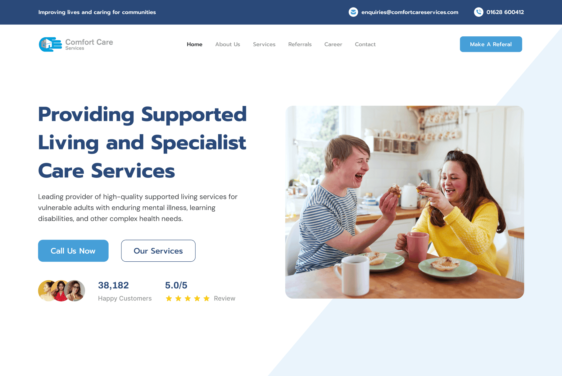 Comfort care services portfolio screenshot