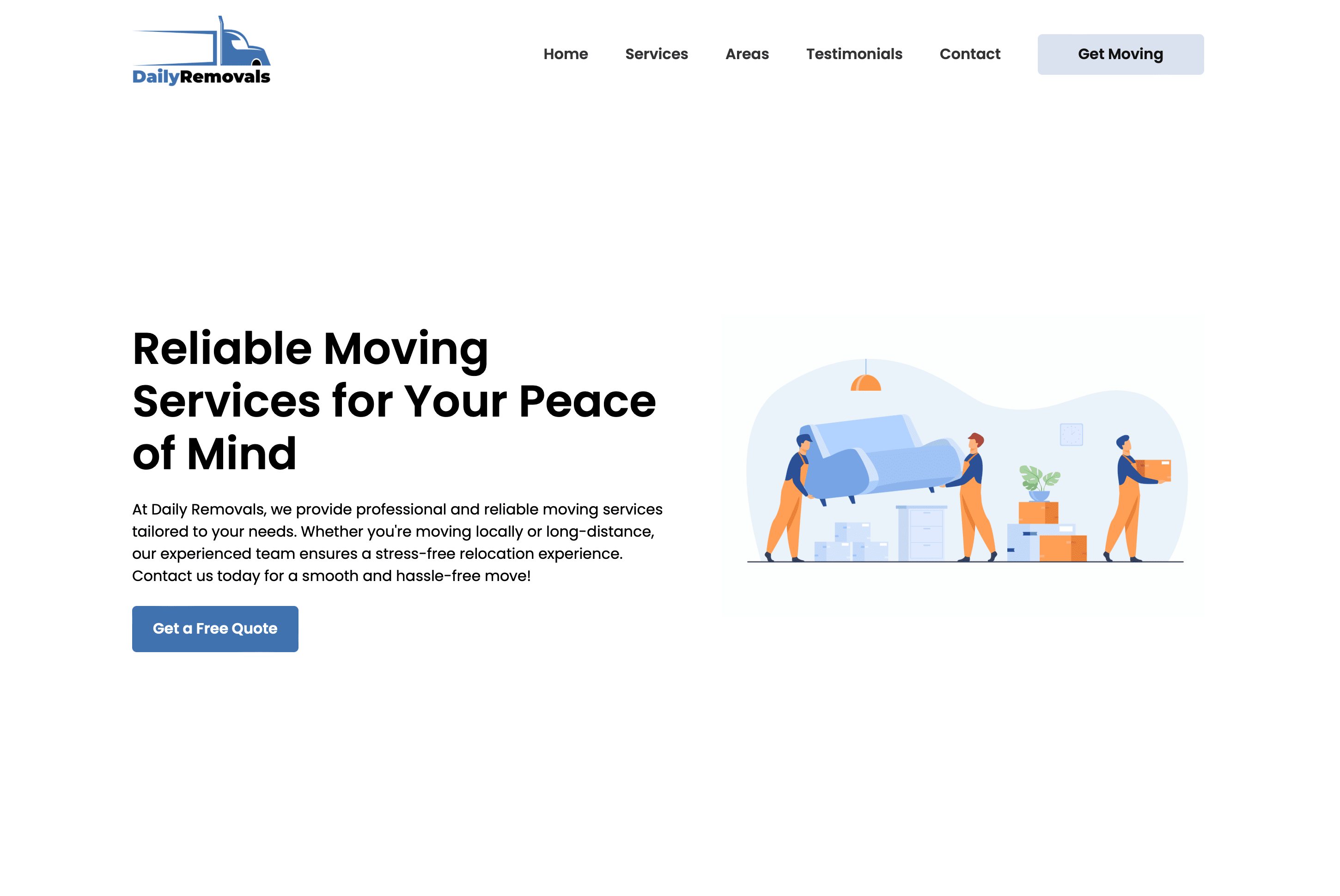 Daily removals portfolio screenshot