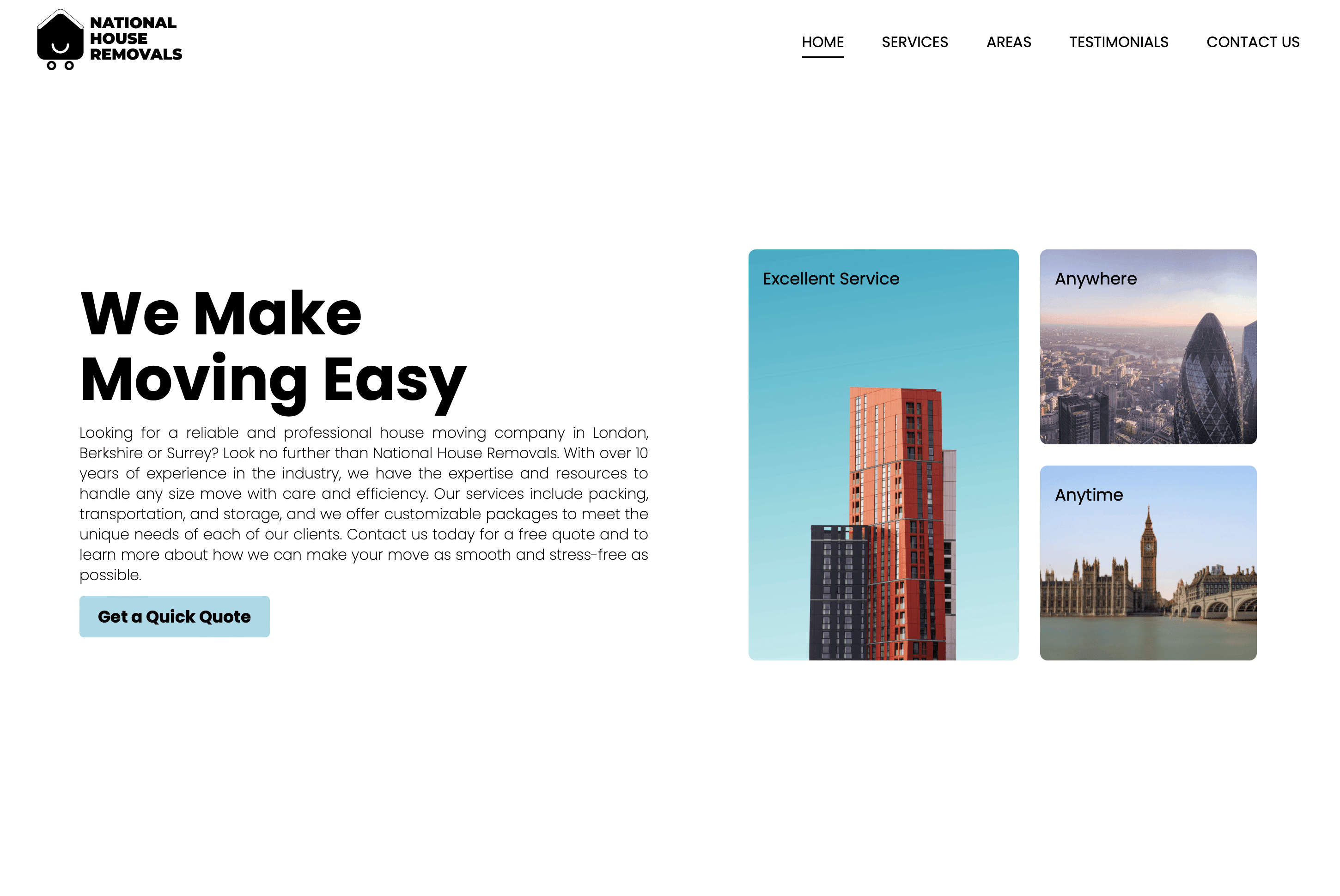National house removals portfolio screenshot
